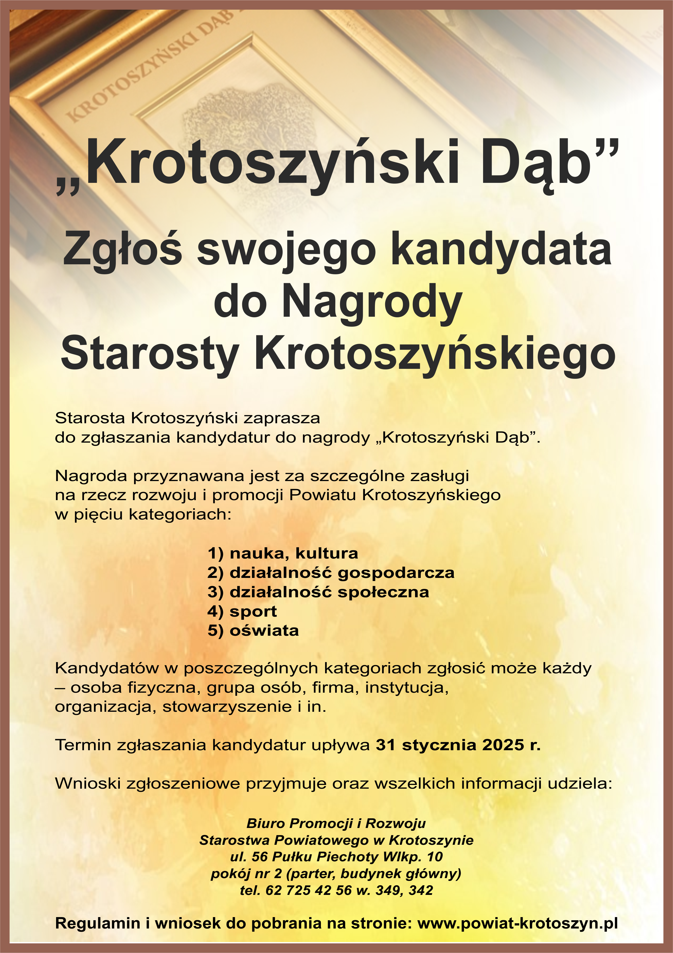 Plakat z informacją jak w treści