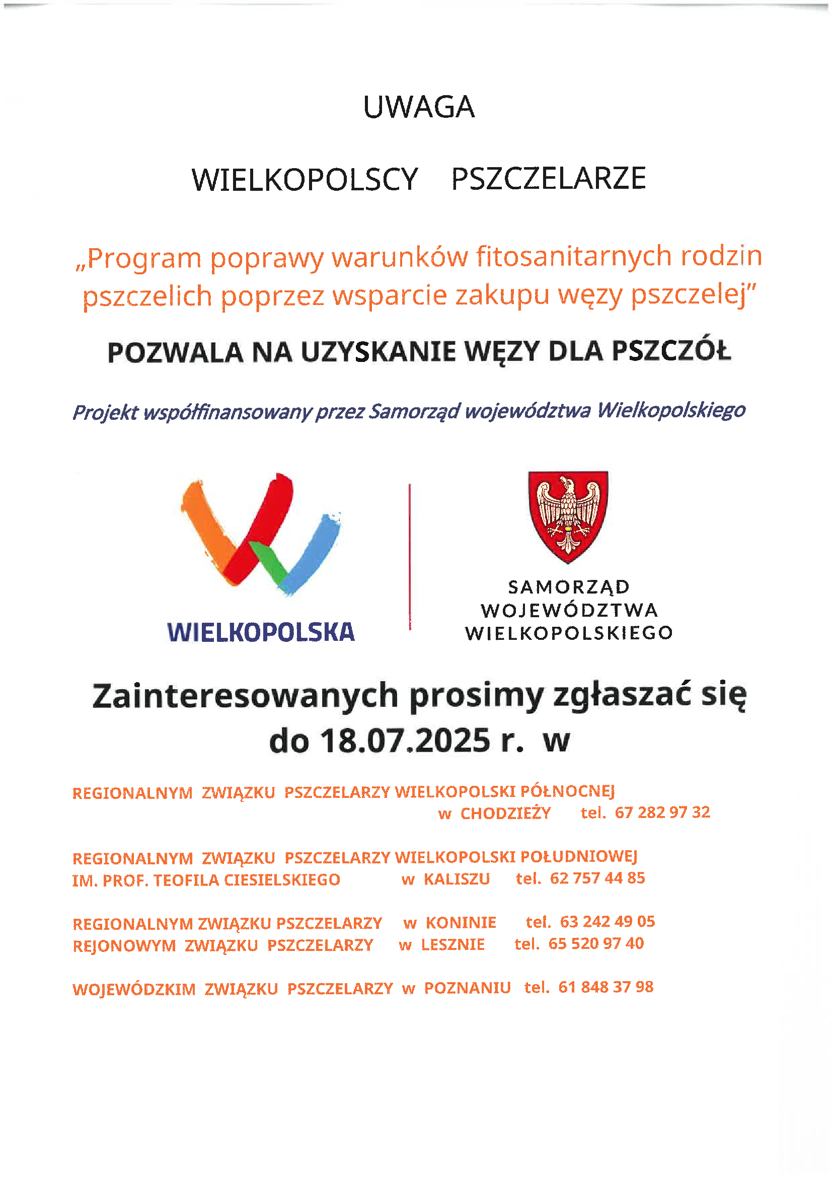 plakat z informacją w treści